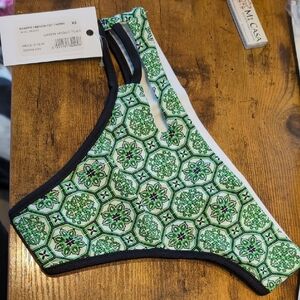 TeenyB Strappy French Cut Thong XS Green Mosaic Tiles Print Bikini Bottom